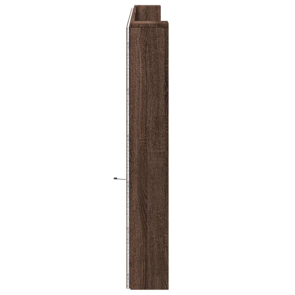 vidaXL LED-Kopfteil mit Ablage Braun Eichen-Optik 220x16,5x103,5 cm