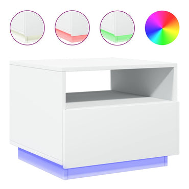 Table basse vidaXL avec lumières LED Blanc 50x49x40 cm
