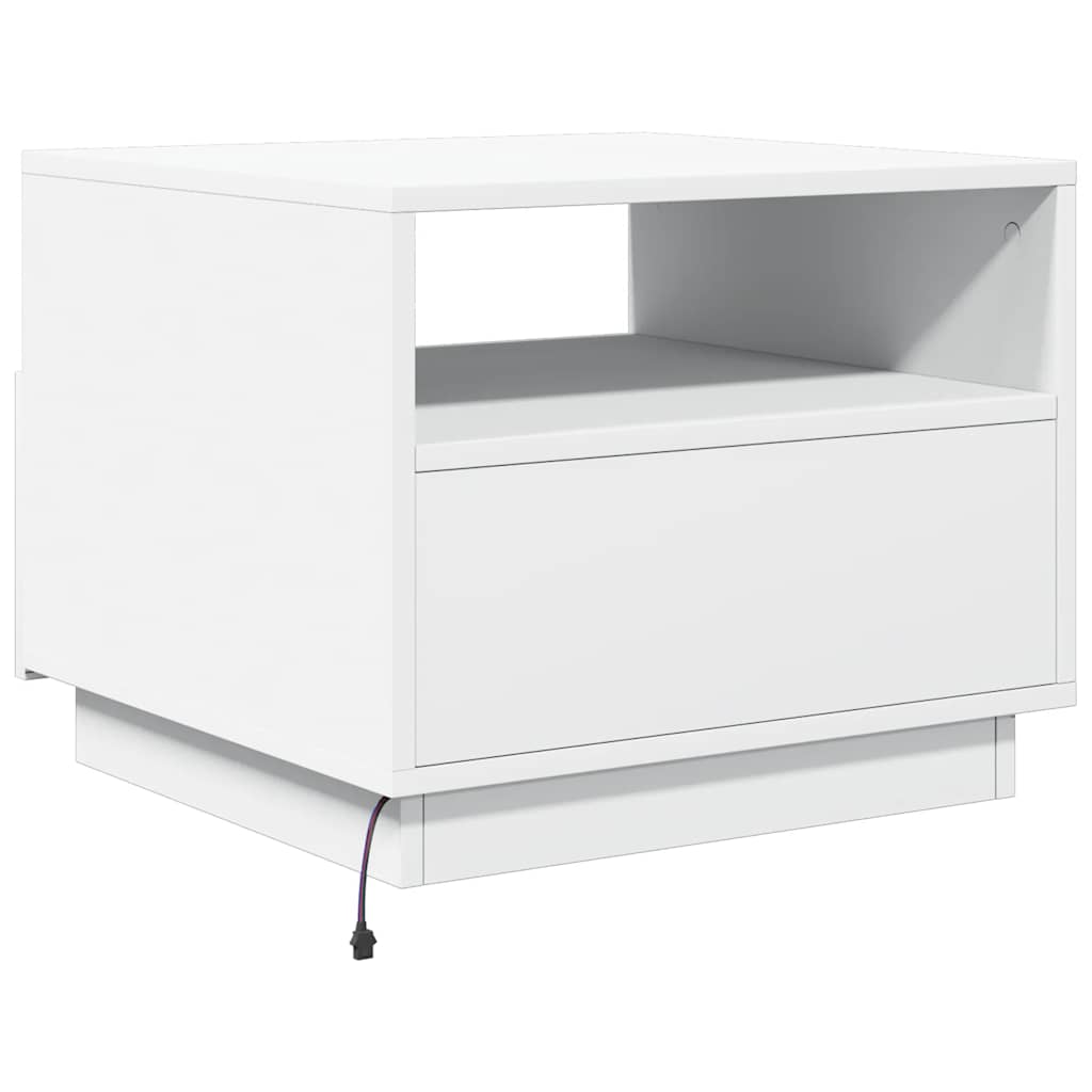 Table basse vidaXL avec lumières LED Blanc 50x49x40 cm