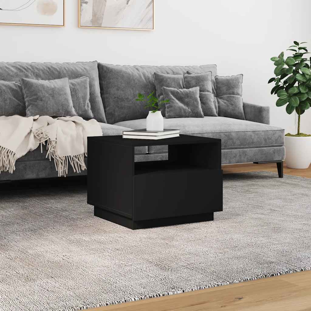 vidaXL Table basse avec lumières LED Noir 50x49x40 cm