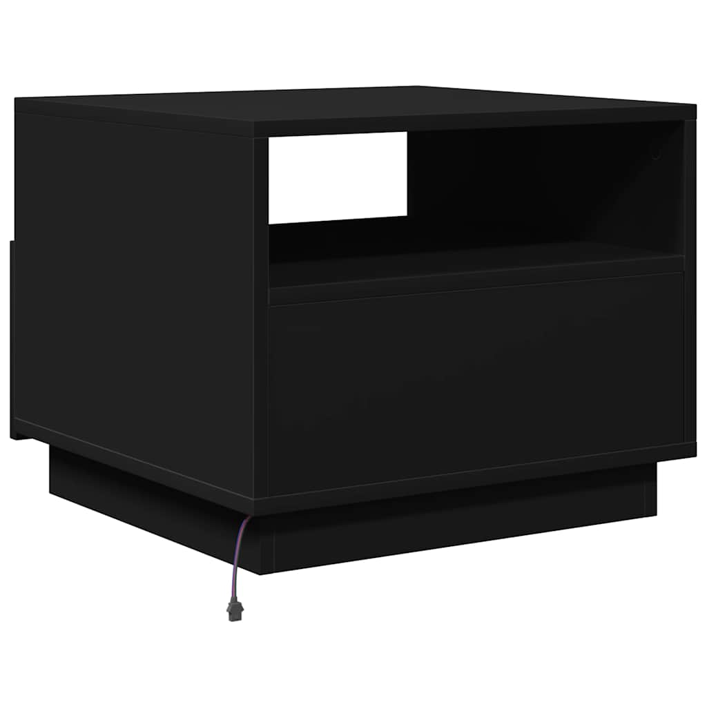 vidaXL Table basse avec lumières LED Noir 50x49x40 cm