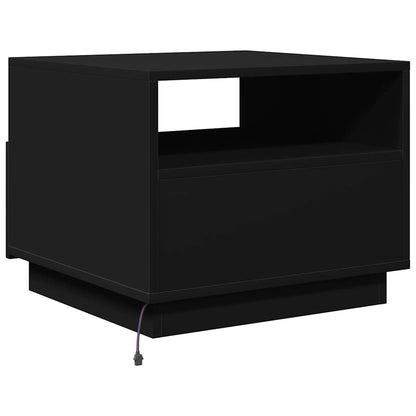 vidaXL Table basse avec lumières LED Noir 50x49x40 cm