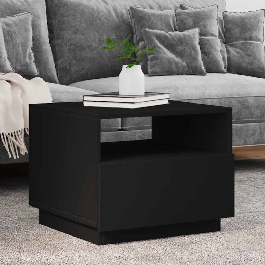 vidaXL Table basse avec lumières LED Noir 50x49x40 cm