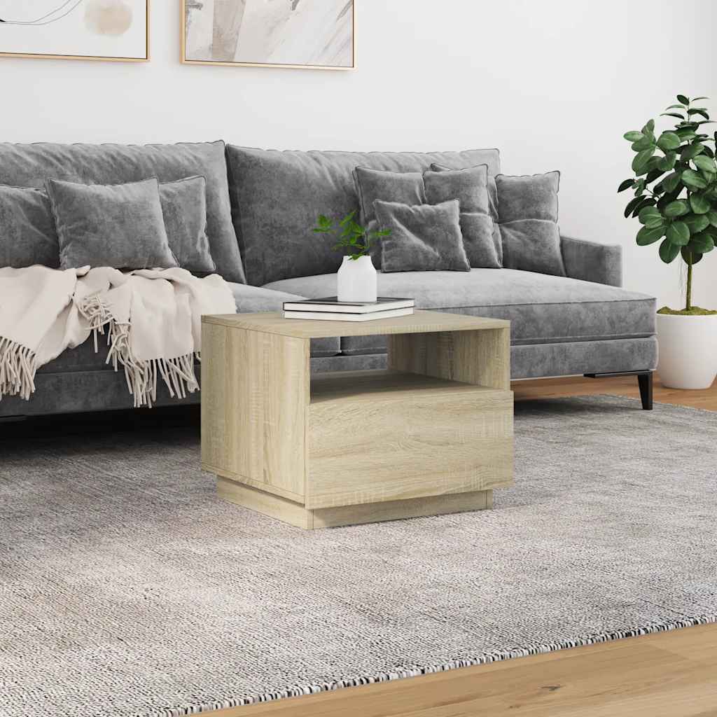 vidaXL Table basse avec lumières LED Chêne Sonoma 50x49x40 cm