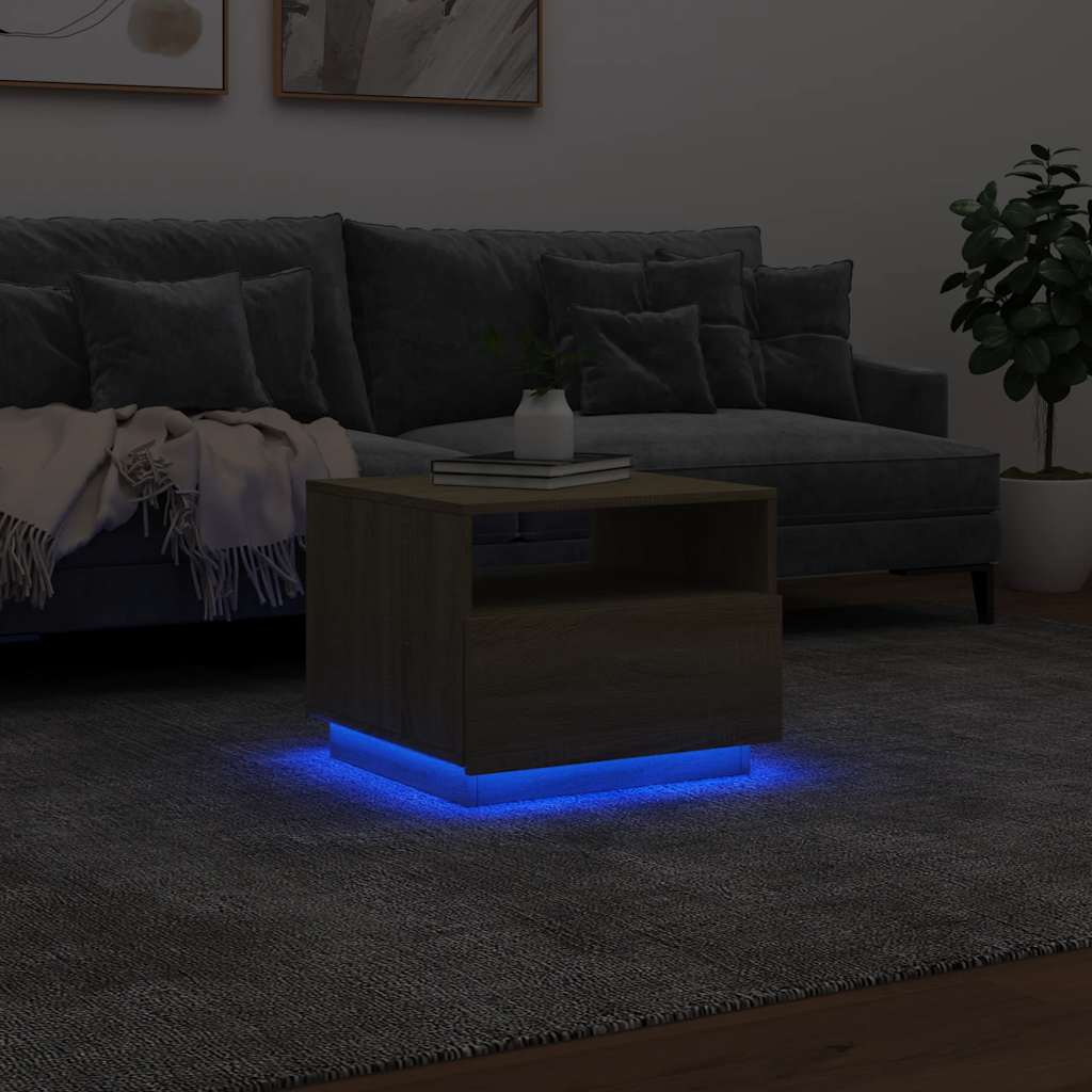 vidaXL Table basse avec lumières LED Chêne Sonoma 50x49x40 cm