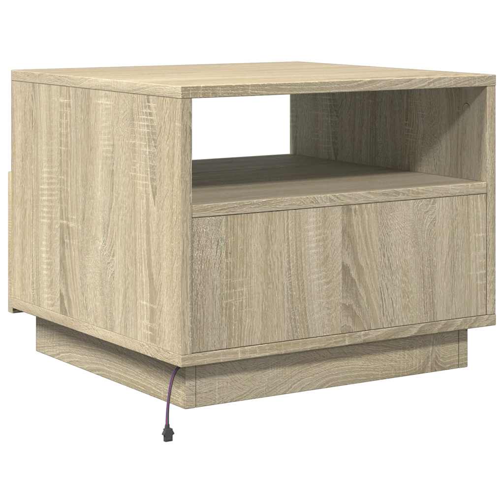 vidaXL Table basse avec lumières LED Chêne Sonoma 50x49x40 cm