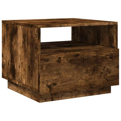vidaXL Table basse avec lumières LED en chêne fumé 50x49x40 cm