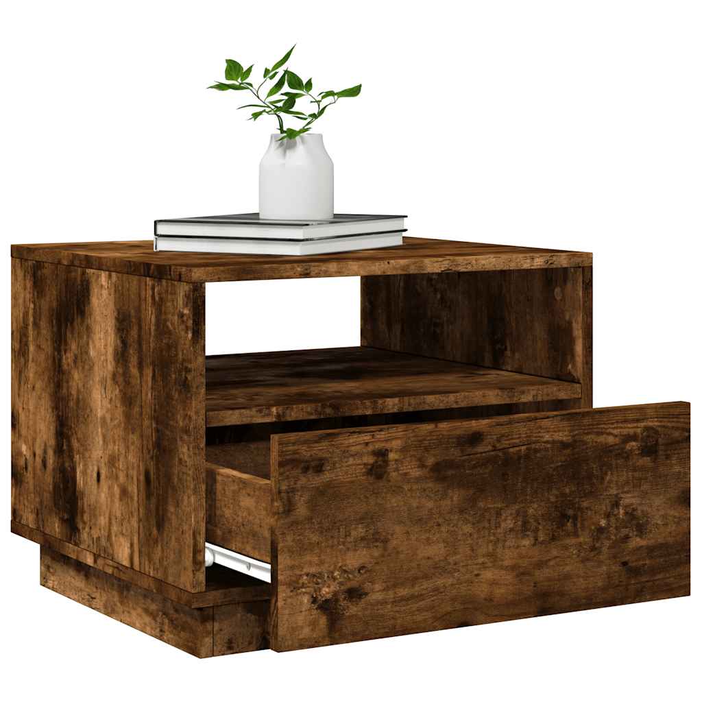 vidaXL Table basse avec lumières LED en chêne fumé 50x49x40 cm