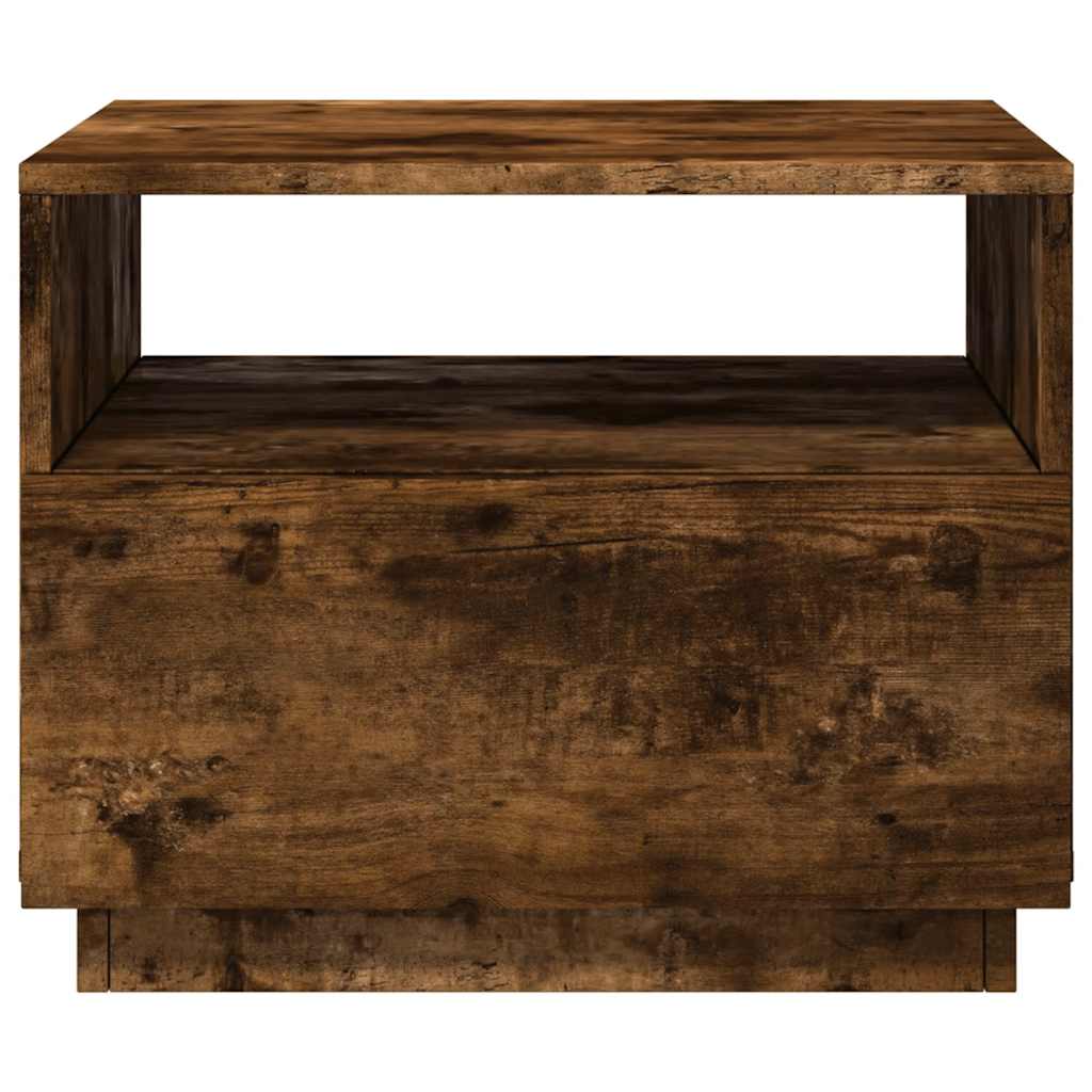 vidaXL Table basse avec lumières LED en chêne fumé 50x49x40 cm