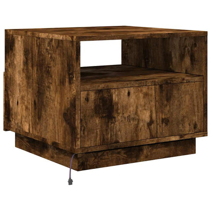 vidaXL Table basse avec lumières LED en chêne fumé 50x49x40 cm