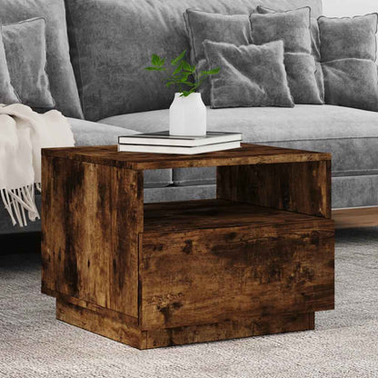 vidaXL Table basse avec lumières LED en chêne fumé 50x49x40 cm