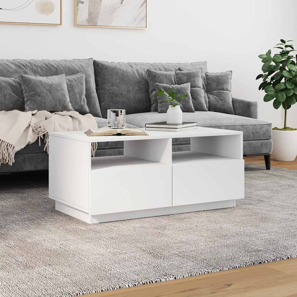 vidaXL Table basse avec lumières LED Blanc 90x49x40 cm