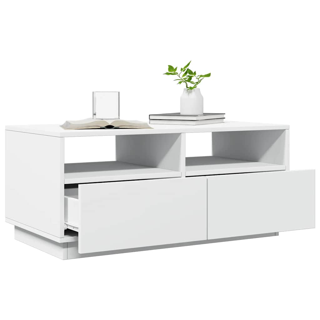 vidaXL Table basse avec lumières LED Blanc 90x49x40 cm