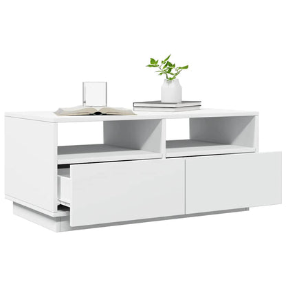vidaXL Table basse avec lumières LED Blanc 90x49x40 cm
