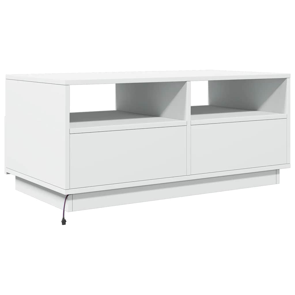 vidaXL Table basse avec lumières LED Blanc 90x49x40 cm