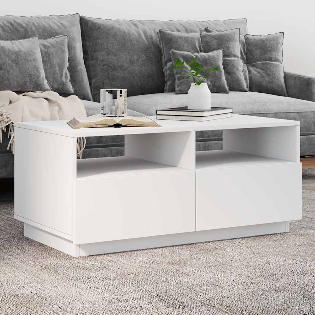 vidaXL Table basse avec lumières LED Blanc 90x49x40 cm