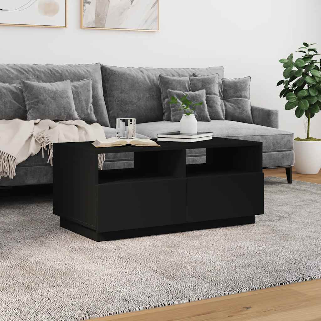 vidaXL Table basse avec lumières LED Noir 90x49x40 cm