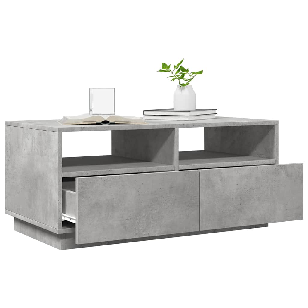 vidaXL Table basse avec lumières LED Gris béton 90x49x40 cm