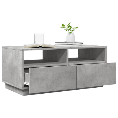 vidaXL Table basse avec lumières LED Gris béton 90x49x40 cm
