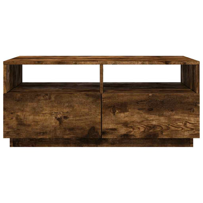 vidaXL Table basse avec lumières LED chêne fumé 90x49x40 cm