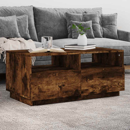 vidaXL Table basse avec lumières LED chêne fumé 90x49x40 cm
