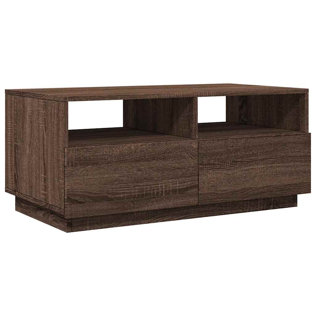 vidaXL Table basse avec lumières LED marron aspect chêne 90x49x40 cm
