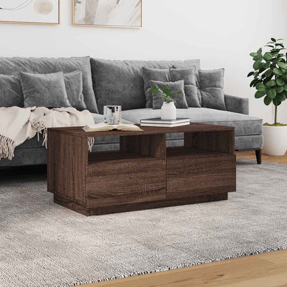 vidaXL Table basse avec lumières LED marron aspect chêne 90x49x40 cm