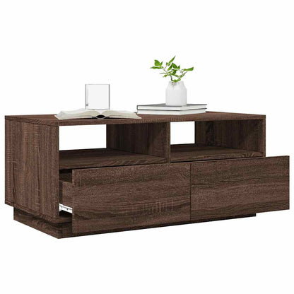 vidaXL Table basse avec lumières LED marron aspect chêne 90x49x40 cm