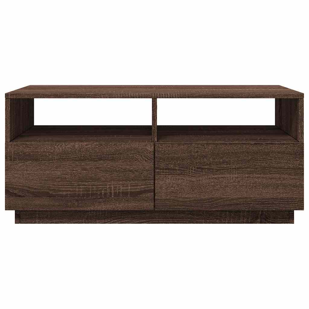 vidaXL Table basse avec lumières LED marron aspect chêne 90x49x40 cm