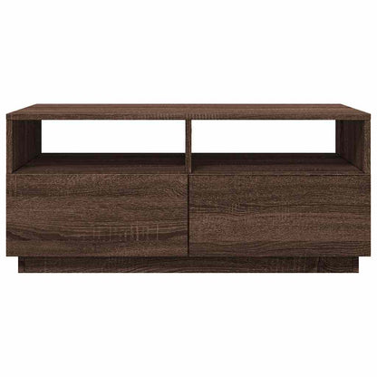 vidaXL Table basse avec lumières LED marron aspect chêne 90x49x40 cm
