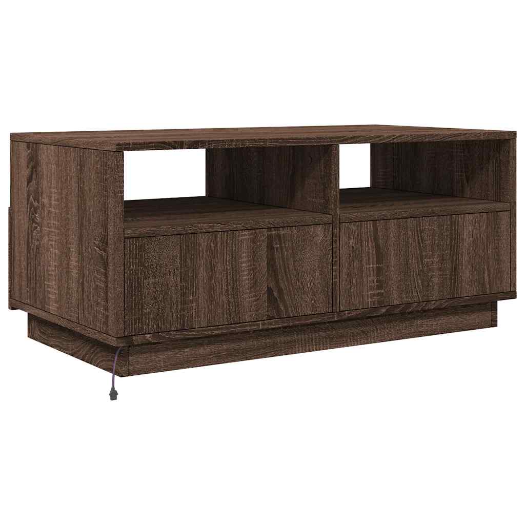 vidaXL Table basse avec lumières LED marron aspect chêne 90x49x40 cm