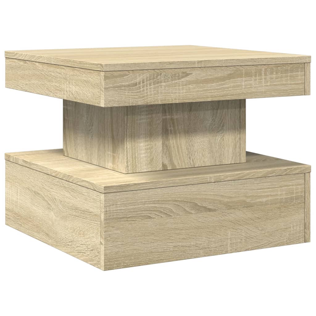 vidaXL Table basse avec lumières LED chêne Sonoma 50x50x40 cm
