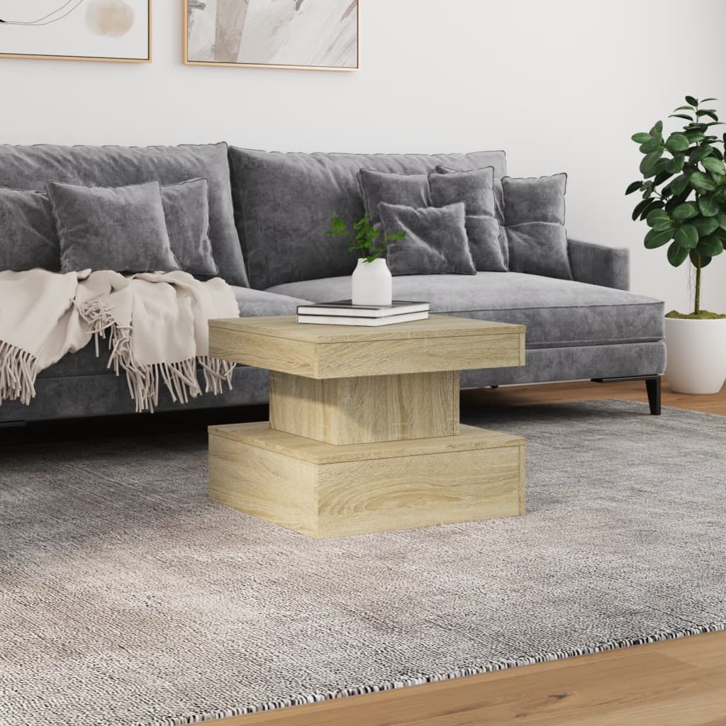 vidaXL Table basse avec lumières LED chêne Sonoma 50x50x40 cm
