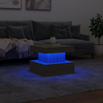 vidaXL Table basse avec lumières LED chêne Sonoma 50x50x40 cm