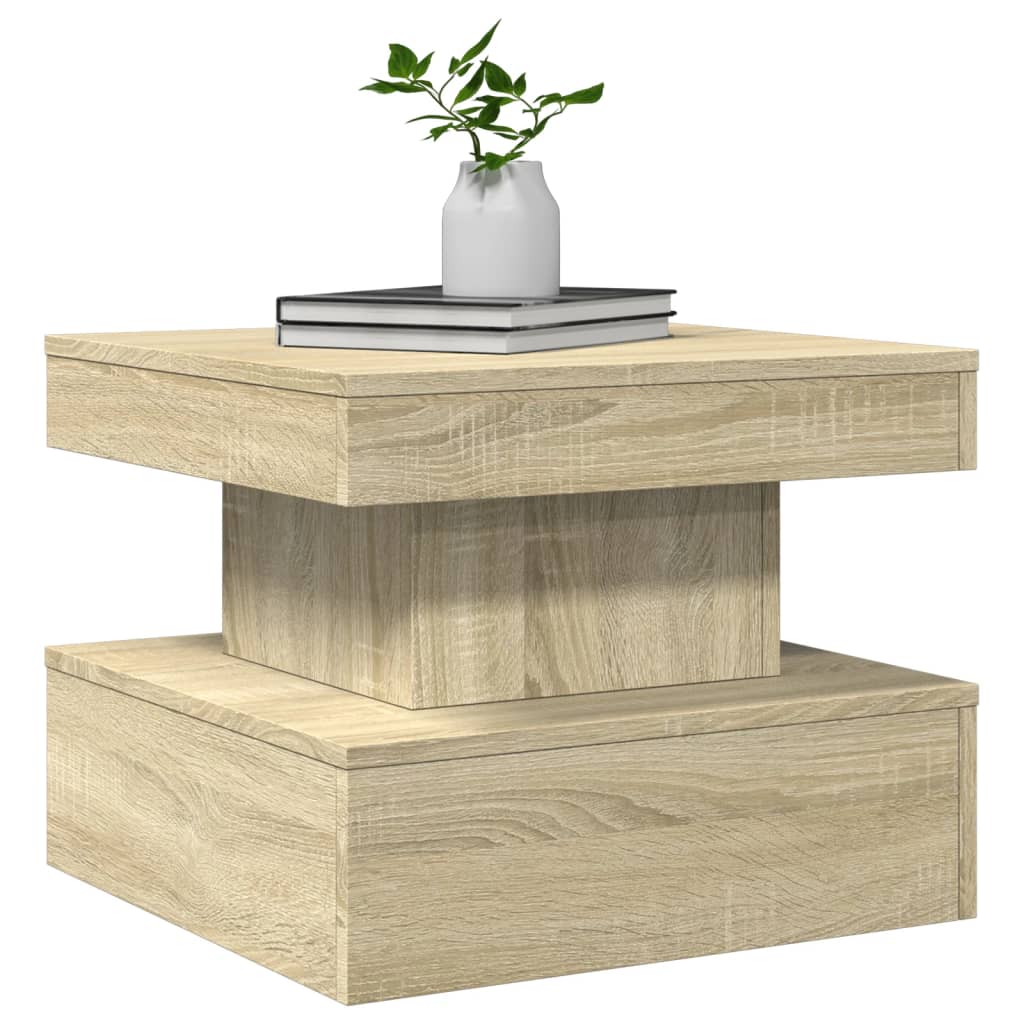 vidaXL Table basse avec lumières LED chêne Sonoma 50x50x40 cm