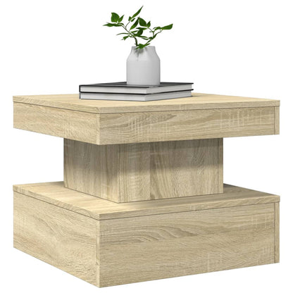vidaXL Table basse avec lumières LED chêne Sonoma 50x50x40 cm