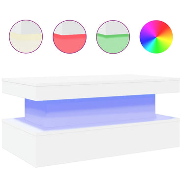 vidaXL Table basse avec lumières LED Blanc 90x50x40 cm