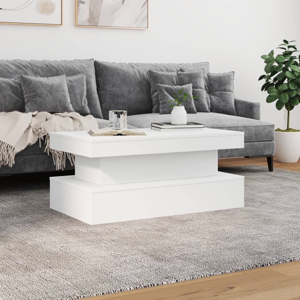 vidaXL Table basse avec lumières LED Blanc 90x50x40 cm