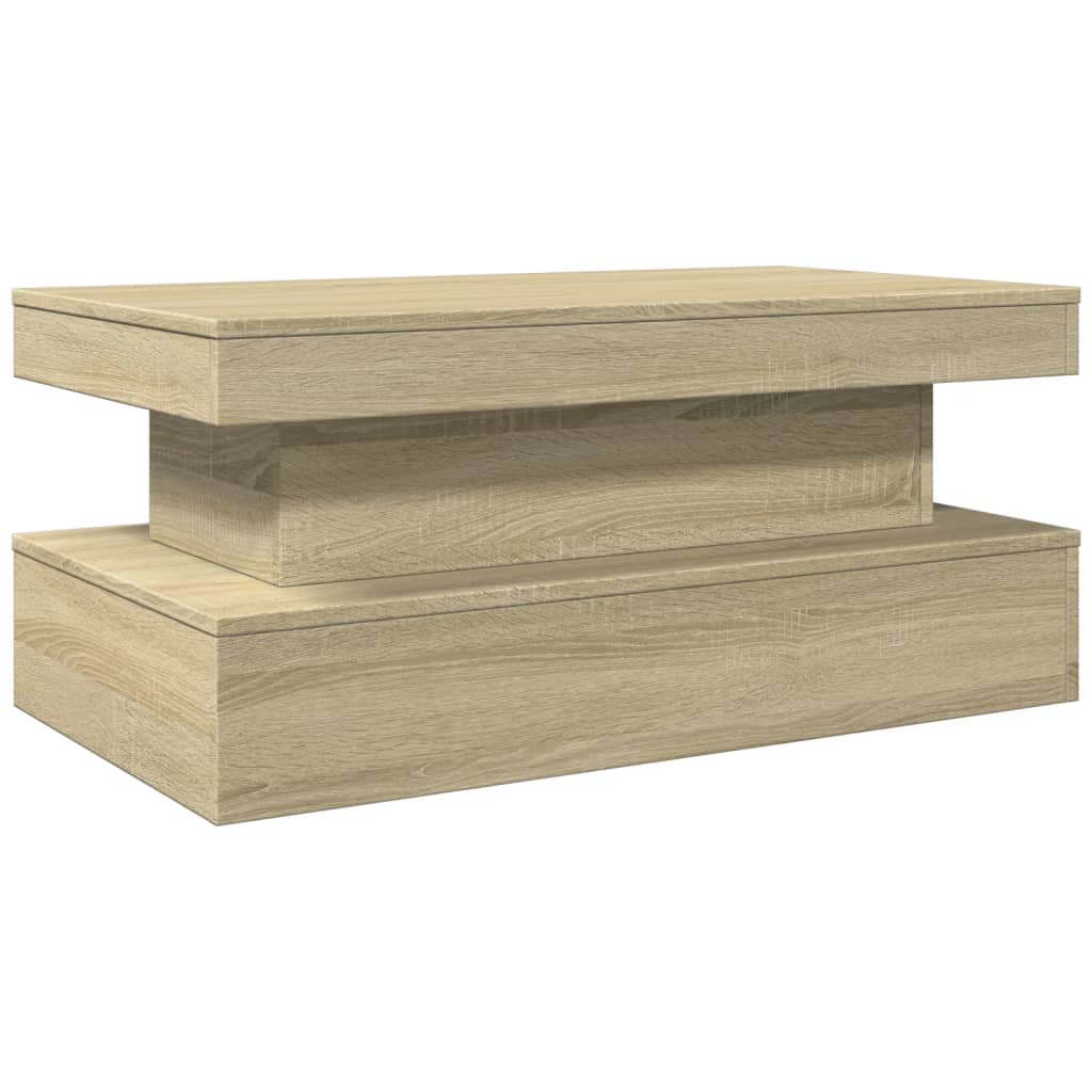 vidaXL Table basse avec lumières LED chêne Sonoma 90x50x40 cm