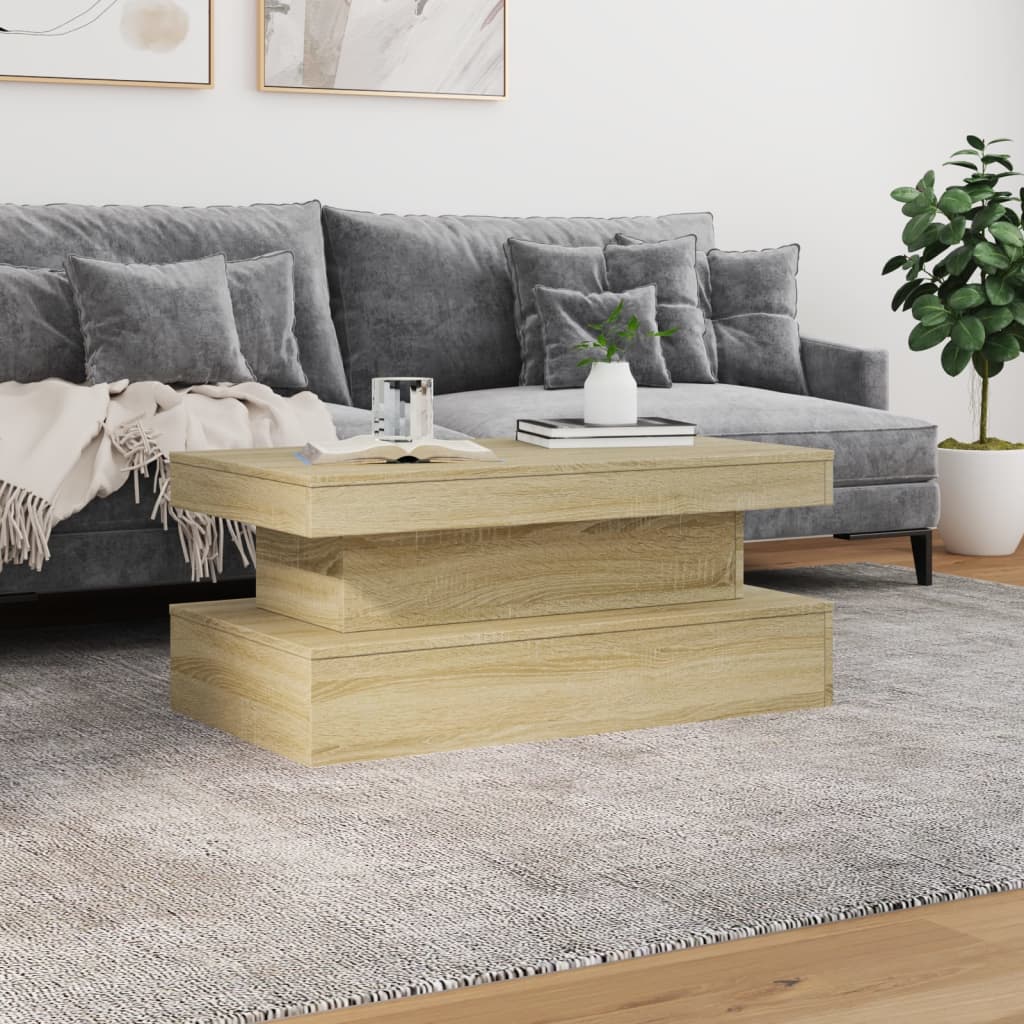 vidaXL Table basse avec lumières LED chêne Sonoma 90x50x40 cm