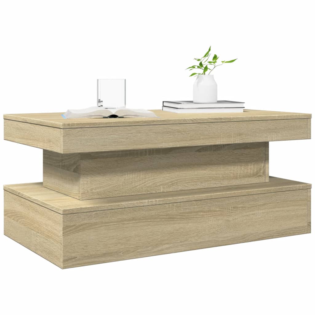 vidaXL Table basse avec lumières LED chêne Sonoma 90x50x40 cm
