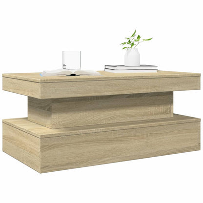 vidaXL Table basse avec lumières LED chêne Sonoma 90x50x40 cm