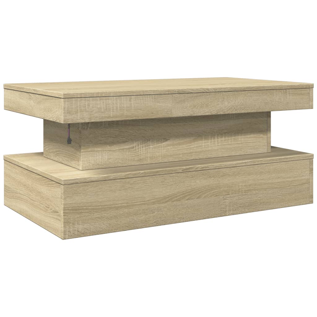 vidaXL Table basse avec lumières LED chêne Sonoma 90x50x40 cm