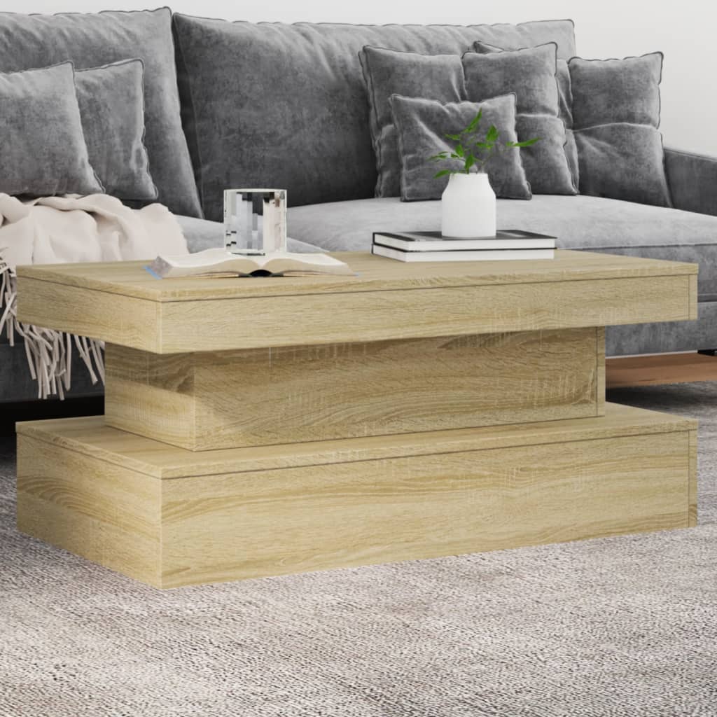 vidaXL Table basse avec lumières LED chêne Sonoma 90x50x40 cm