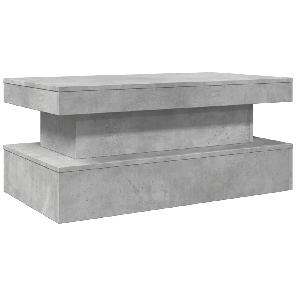 vidaXL Table basse avec lumières LED Gris béton 90x50x40 cm