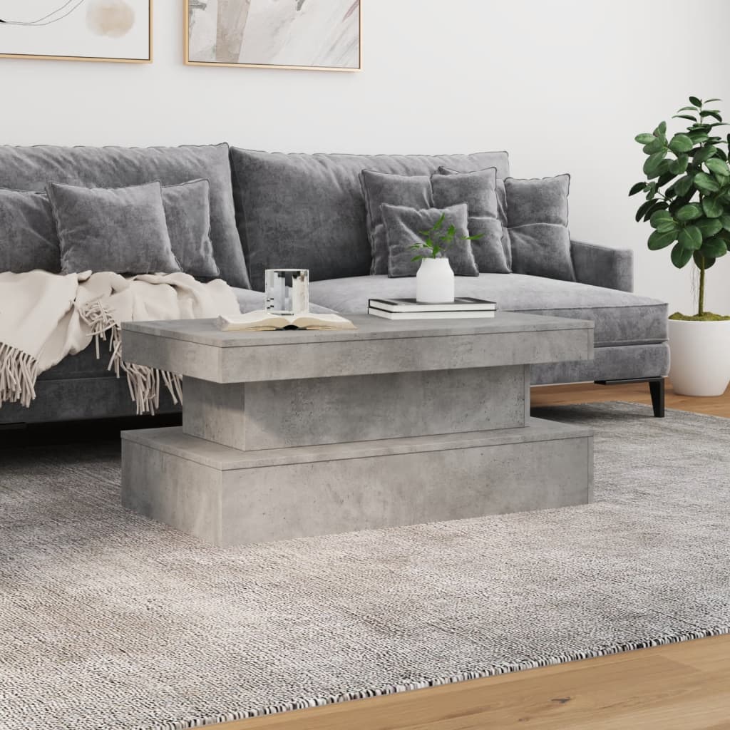 vidaXL Table basse avec lumières LED Gris béton 90x50x40 cm