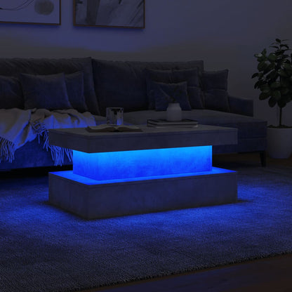 vidaXL Table basse avec lumières LED Gris béton 90x50x40 cm
