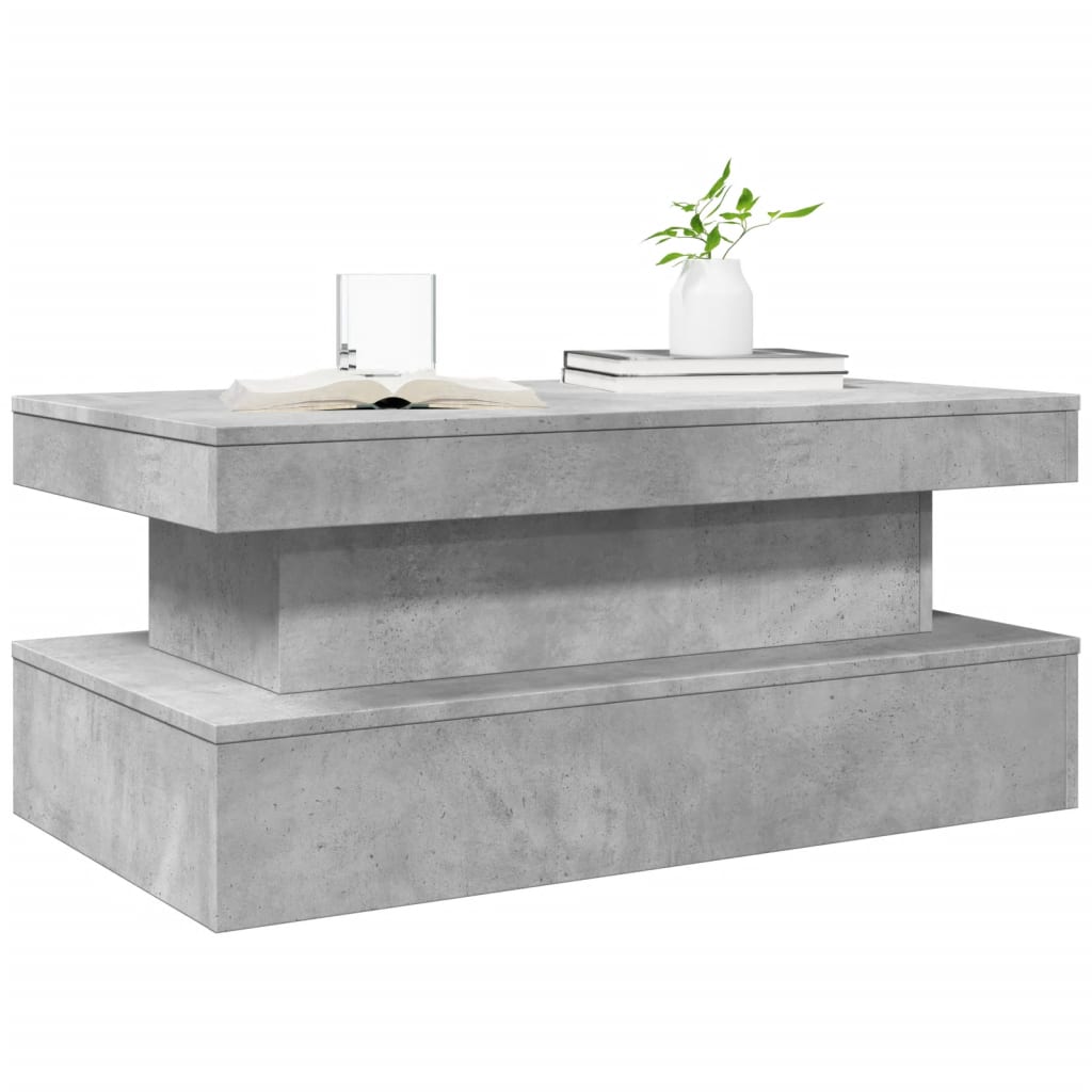 vidaXL Table basse avec lumières LED Gris béton 90x50x40 cm