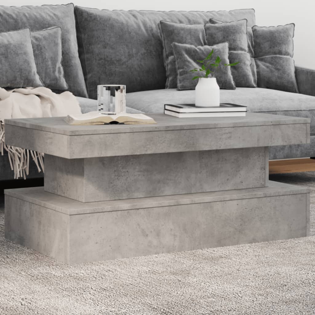 vidaXL Table basse avec lumières LED Gris béton 90x50x40 cm
