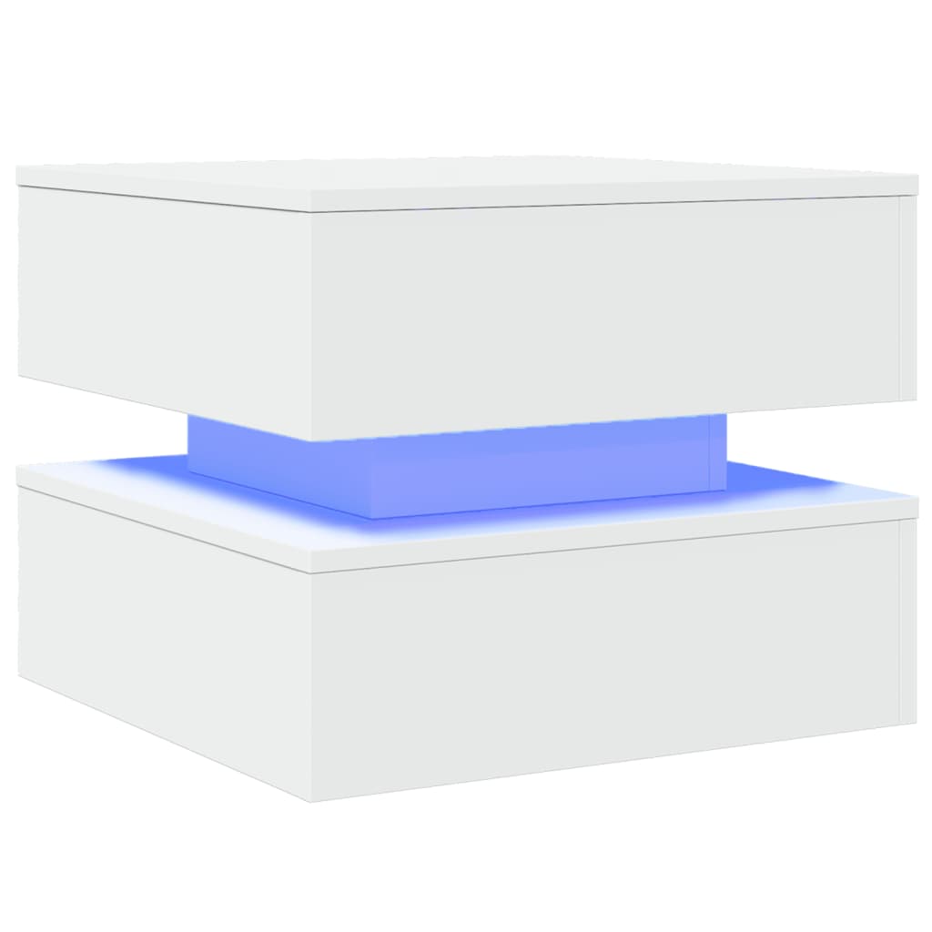 Table basse vidaXL avec lumières LED Blanc 50x50x40 cm